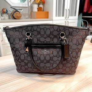Coach Black & Gray Signature Prairie Satchel BNWT